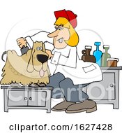 Cartoon Dog Being Groomed