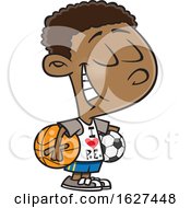 Cartoon Black Boy Wearing An I Love PE Shirt by toonaday