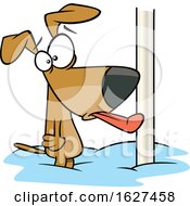Cartoon Dog With His Tongue Stuck Frozen To A Pole