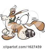Cartoon Bassett Hound Dog Tripping On His Own Ear