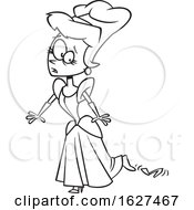Cartoon Black And White Cinderella Losing A Slipper by toonaday