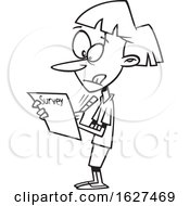 Cartoon Black And White Woman Taking A Survey by toonaday