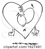Cartoon Black And White Stitched Heart On The Mend by toonaday