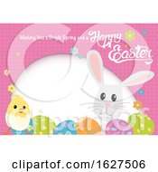 Poster, Art Print Of Easter Egg Chick And Bunny Frame With A Greeting