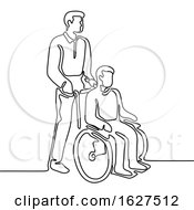 Poster, Art Print Of Patient On Wheelchair Continuous Line
