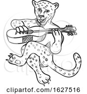 Poster, Art Print Of Happy Leopard Playing Acoustic Guitar Cartoon