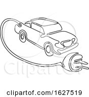 Poster, Art Print Of Electric Vehicle Charging Continuous Line