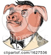 Poster, Art Print Of Aristocrat Business Pig Wearing A Monocle