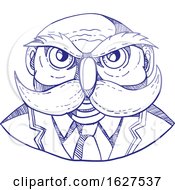 Poster, Art Print Of Angry Owl Man Mustache Doodle