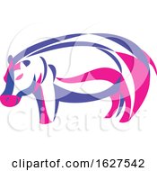 Poster, Art Print Of Ribbon Style Hippopotamus