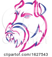 Poster, Art Print Of Curly Ribbon Style Manchester Terrier Dog Mascot