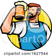 Poster, Art Print Of Bearded Hipster Toasting A Mug Of Beer