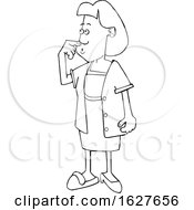Cartoon Black And White Forgetful Woman Wearing A Slipper And Heel