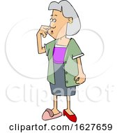 Cartoon Forgetful Woman Wearing A Slipper And Heel