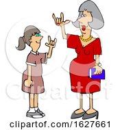Cartoon Teacher Having A Conversation With A Student In American Sign Language by djart