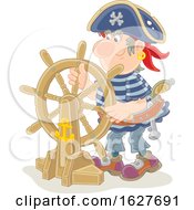 Poster, Art Print Of Pirate Captain At The Helm