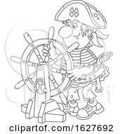 Poster, Art Print Of Black And White Pirate Captain At The Helm