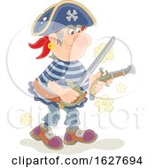 Poster, Art Print Of Pirate Holding A Sword And Pistol