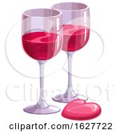 Valentines Day Heart And Wine Glasses