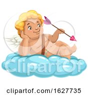 Valentines Day Cupid Holding An Arrow On A Cloud by Vector Tradition SM