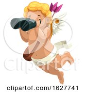 Valentines Day Cupid Looking Through Binoculars by Vector Tradition SM