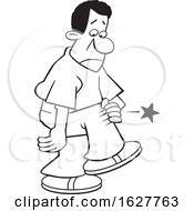 Cartoon Lineart Black Man With Knee Pain