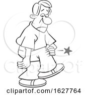 Poster, Art Print Of Cartoon Black And White Man With Knee Pain