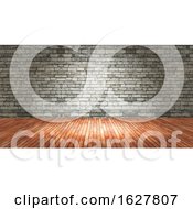 Poster, Art Print Of 3d Grunge Interior With Brick Wall And Wood Floor