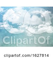 Poster, Art Print Of Grunge Background Of Blue Sky With White Clouds