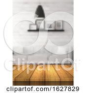 Poster, Art Print Of Wooden Table Looking Out To A Defocussed Room