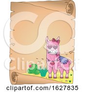 Poster, Art Print Of Parchment Border With A Pink Valentine Llama