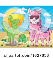 Poster, Art Print Of Pink Valentine Llama By A Cactus