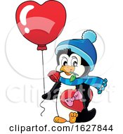 Valentines Day Penguin With A Heart Balloon by visekart