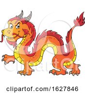 Poster, Art Print Of Red Orange And Yellow Chinese Dragon