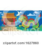 Poster, Art Print Of Chinese Dragon By A Temple