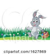 Poster, Art Print Of Easter Bunny Carrying A Basket Of Eggs