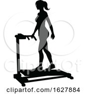 Poster, Art Print Of Gym Woman Silhouette Treadmill Running Machine