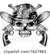 Poster, Art Print Of Sheriff Badge Hat Skull And Pistols