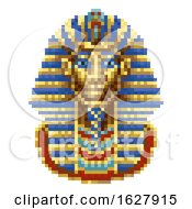 Egyptian Pharaoh Mask Icon Pixel Art by AtStockIllustration