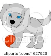 Poster, Art Print Of Cute Puppy Dog Playing With A Ball