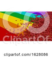 3D Render Of Hearts On Rainbow Background