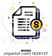 Icon Of Paper Bank Document With Golden Dollar Coin For Invoice Or Bill Concept Flat Filled Outline Style Pixel Perfect 64x64 Editable Stroke