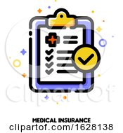 Poster, Art Print Of Icon Of Medical Form List With Results Data And Approved Check Mark For Health Insurance Or Medicine Service Concept Flat Filled Outline Style Pixel Perfect 64x64 Editable Stroke