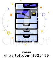 Poster, Art Print Of Icon Of Copier Or Multifunction Printer Scanner For Office Work Concept Flat Filled Outline Style Pixel Perfect 64x64 Editable Stroke