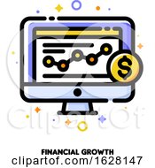 Poster, Art Print Of Icon Of Computer Screen With Line Graph Showing Data Visualization And Golden Dollar Coin For Financial Growth Or Increasing Revenue Concept Flat Filled Outline Style Pixel Perfect 64x64 Editable Stroke