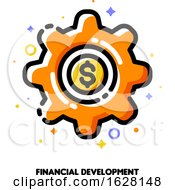Icon Of Gear With Golden Dollar Coin For Fintech Or Financial Development Concept Flat Filled Outline Style Pixel Perfect 64x64 Editable Stroke