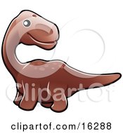 Baby Brown Brontosaurus Dinosaur Looking Back Clipart Illustration Image