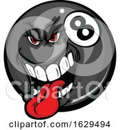 Poster, Art Print Of Tough Billiards Pool Eight Ball Mascot Sticking His Tongue Out
