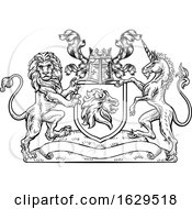 Poster, Art Print Of Lion Unicorn Crest Heraldic Shield Coat Of Arms