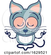 Poster, Art Print Of Cartoon Zen Cat Meditating In The Lotus Pose
